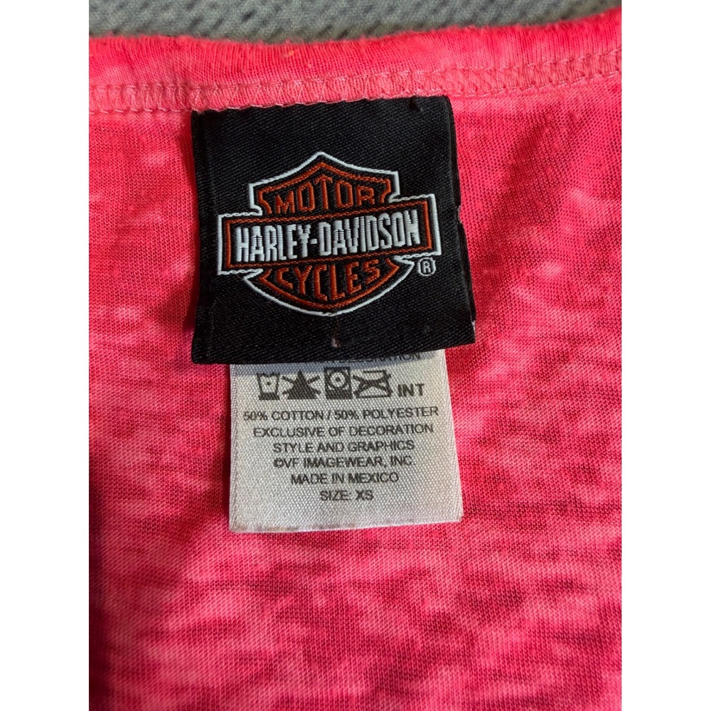Harley-Davidson Womens Neon Pink Burnout Tank Top St Louis MO XS - Picture 3 of 6